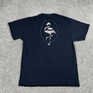 Chomp Shirt Mens Large Black Flamingo Graphic Short Sleeve Cotton Crewneck Tee